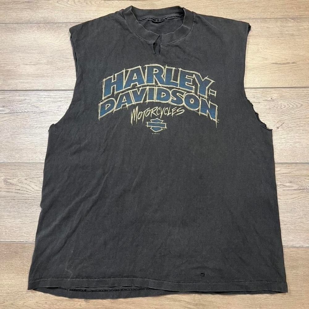 Vintage 90s super faded Harley Davidson graphic tee shirt tank top biker